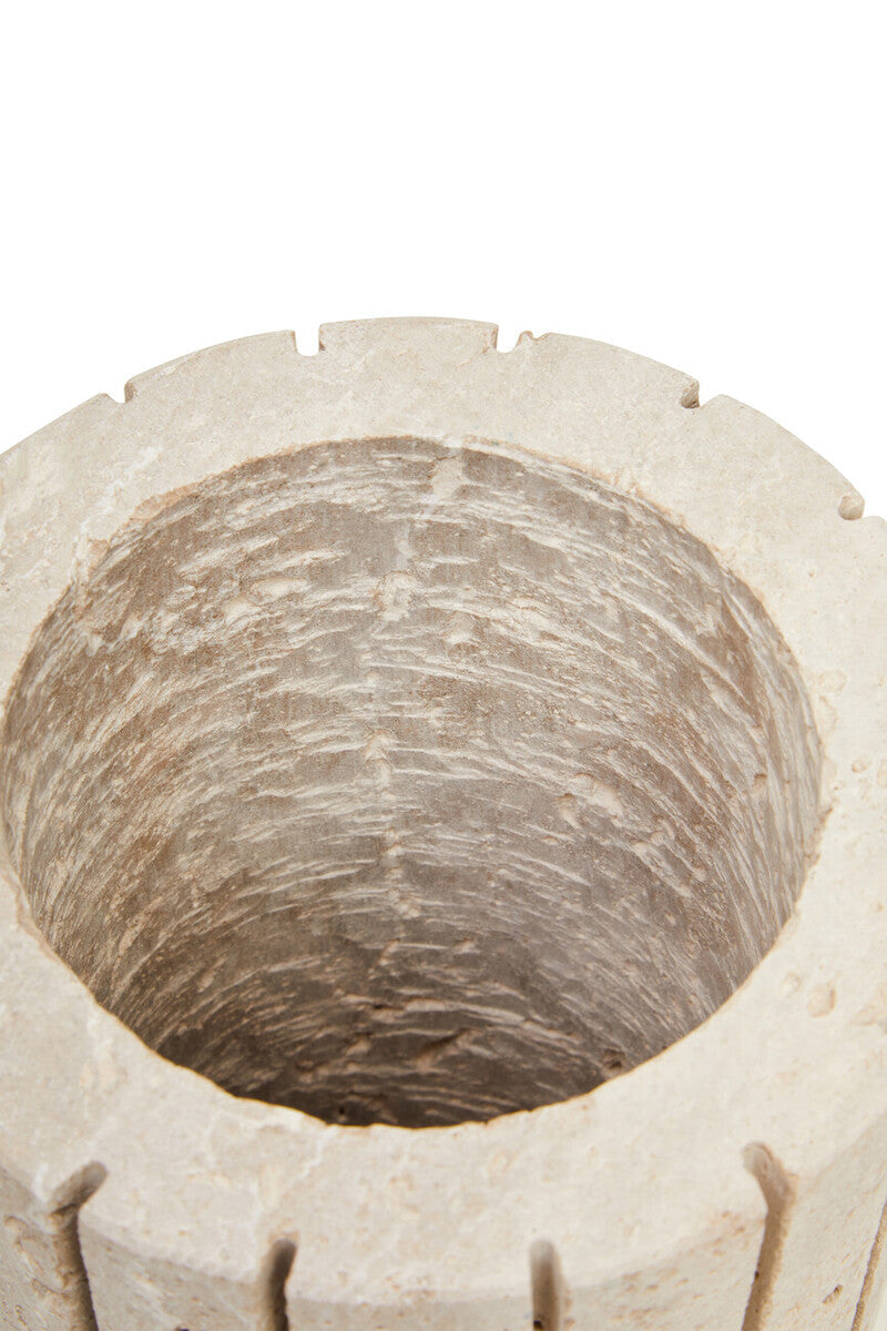 Travertine Ribbed Vase | Tibor