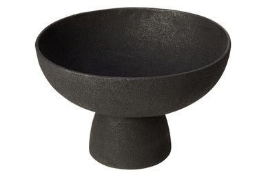 Large Textured Black Pedestal Bowl | Deriva