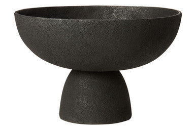 Large Textured Black Pedestal Bowl | Deriva