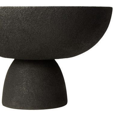 Large Textured Black Pedestal Bowl | Deriva