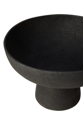 Large Textured Black Pedestal Bowl | Deriva