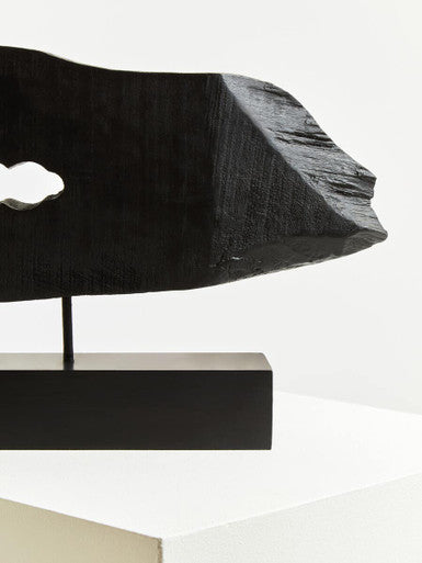 Fidel Rustic Black Horizontal Mango Wood Slice Sculpture