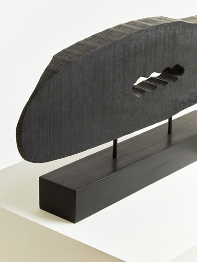 Fidel Rustic Black Horizontal Mango Wood Slice Sculpture
