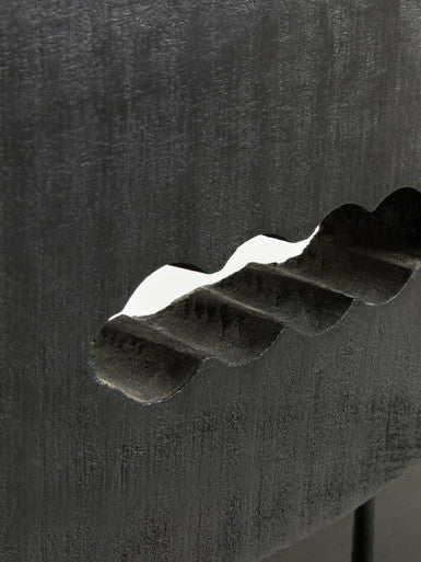 Fidel Rustic Black Horizontal Mango Wood Slice Sculpture
