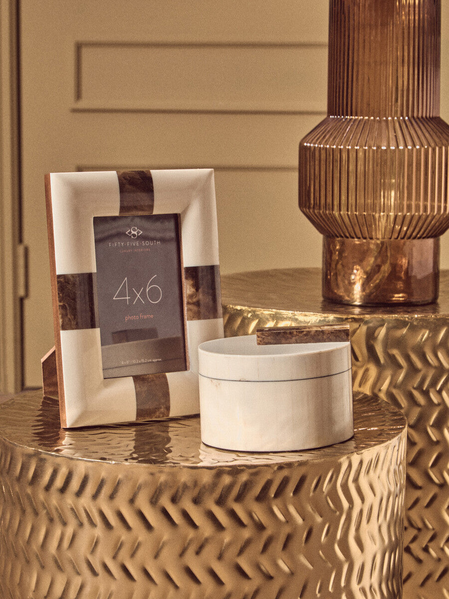 Decio Cream And Brown Large Round Box