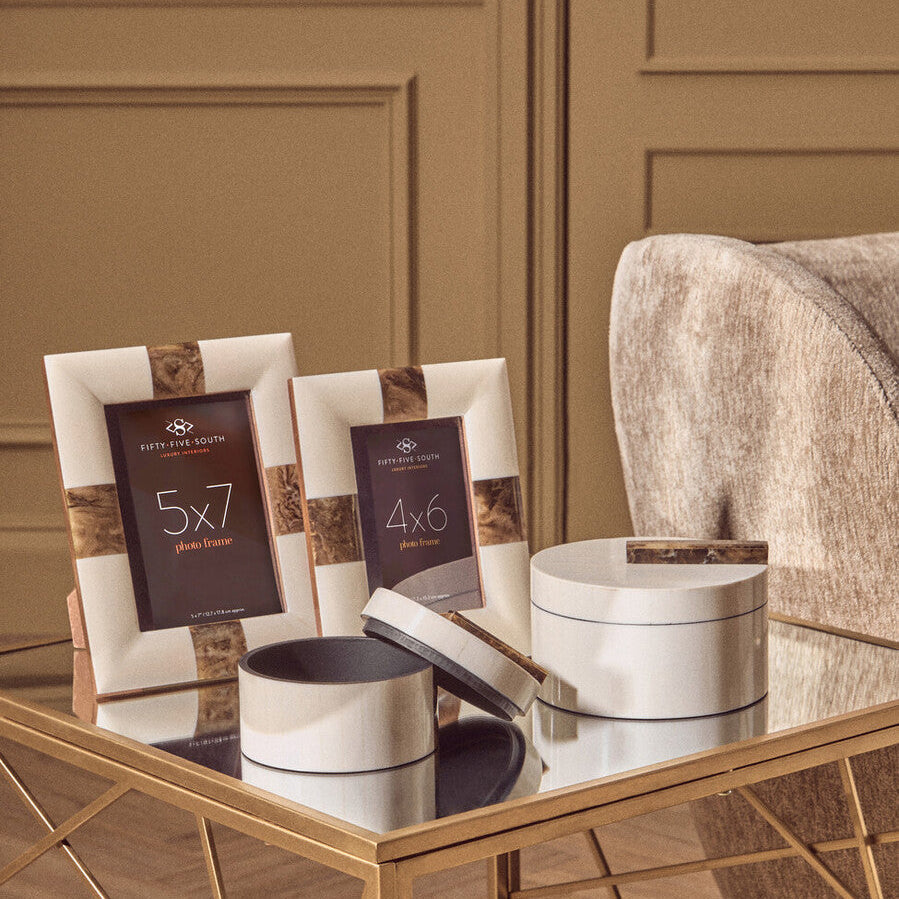 Decio Cream And Brown Large Round Box