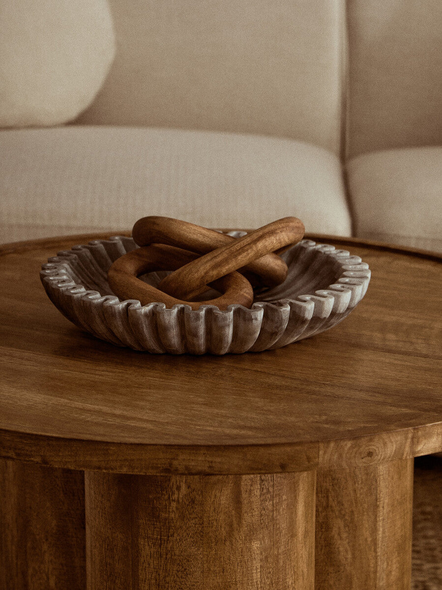 Savio Large Grey Fluted Marble Bowl