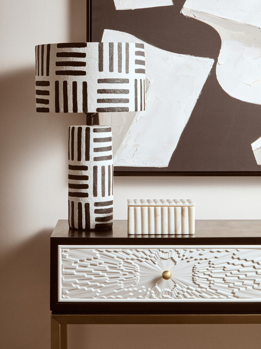 Rectangular White Fluted Marble Box | Savio