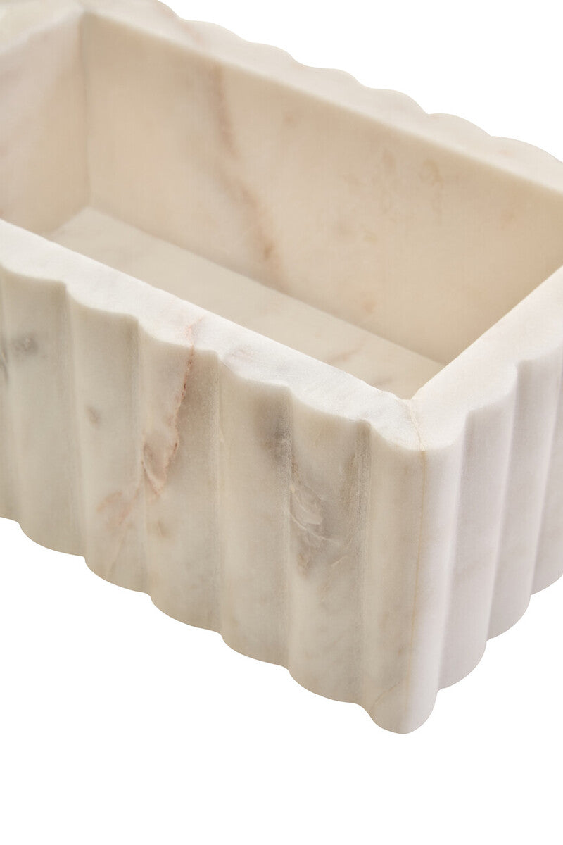 Rectangular White Fluted Marble Box | Savio