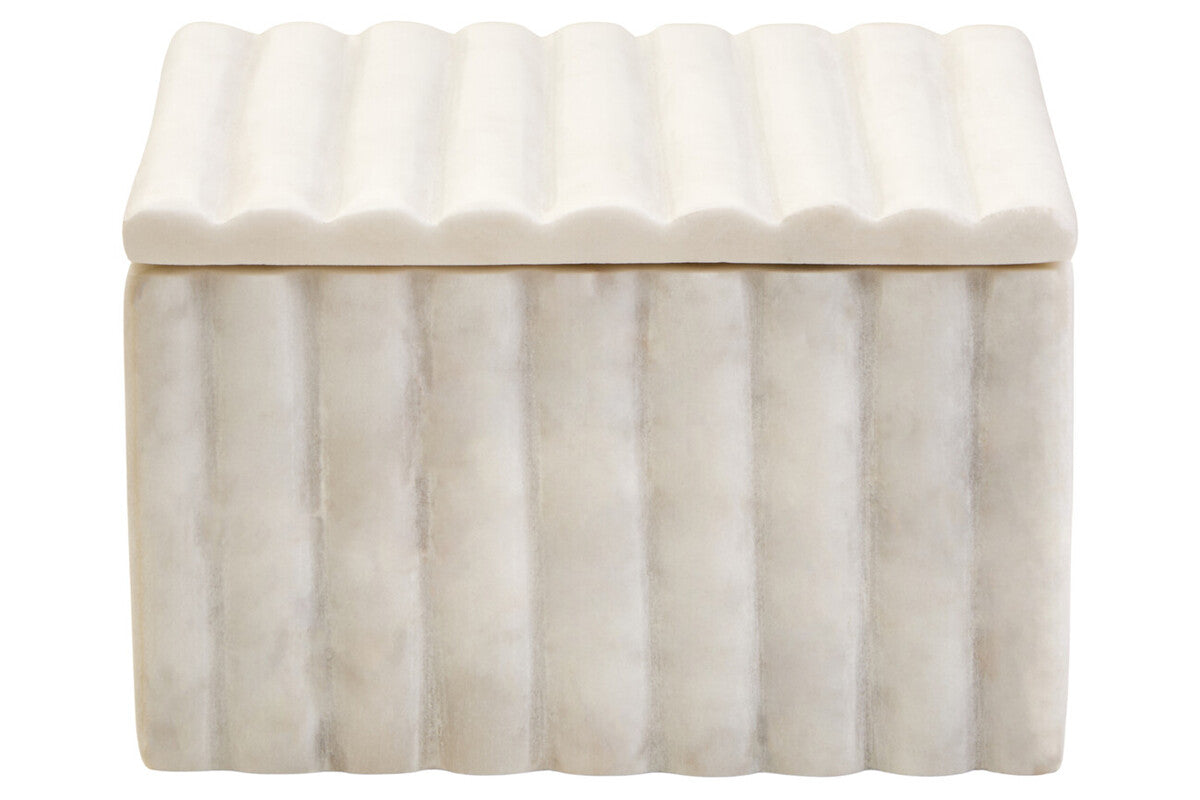 Square White Fluted Marble Box | Savio