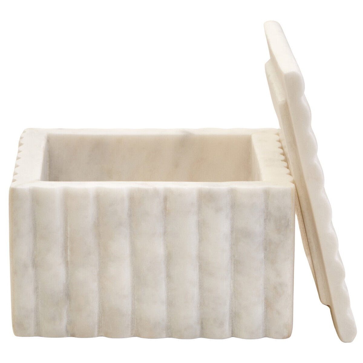 Square White Fluted Marble Box | Savio