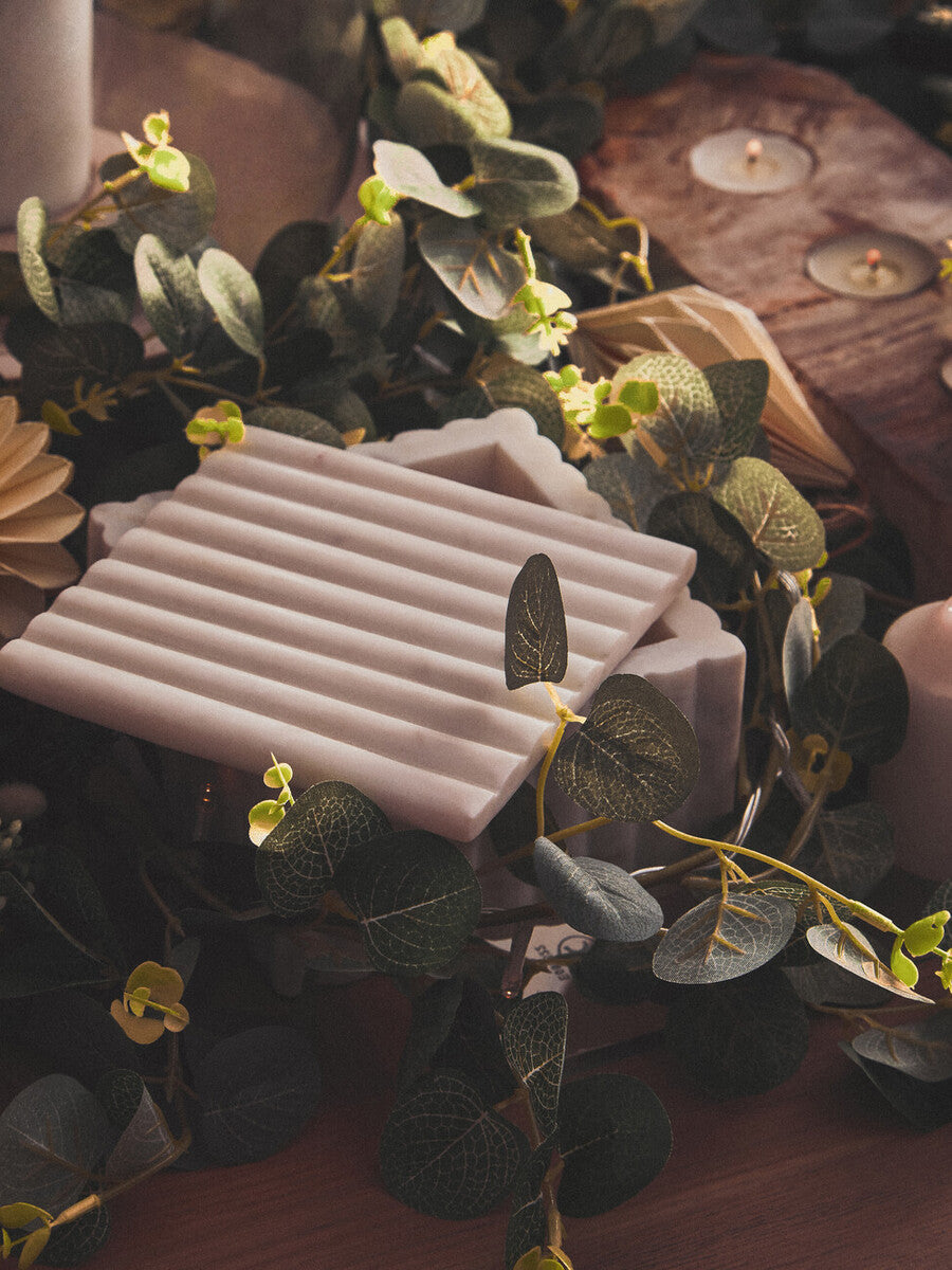 Square White Fluted Marble Box | Savio