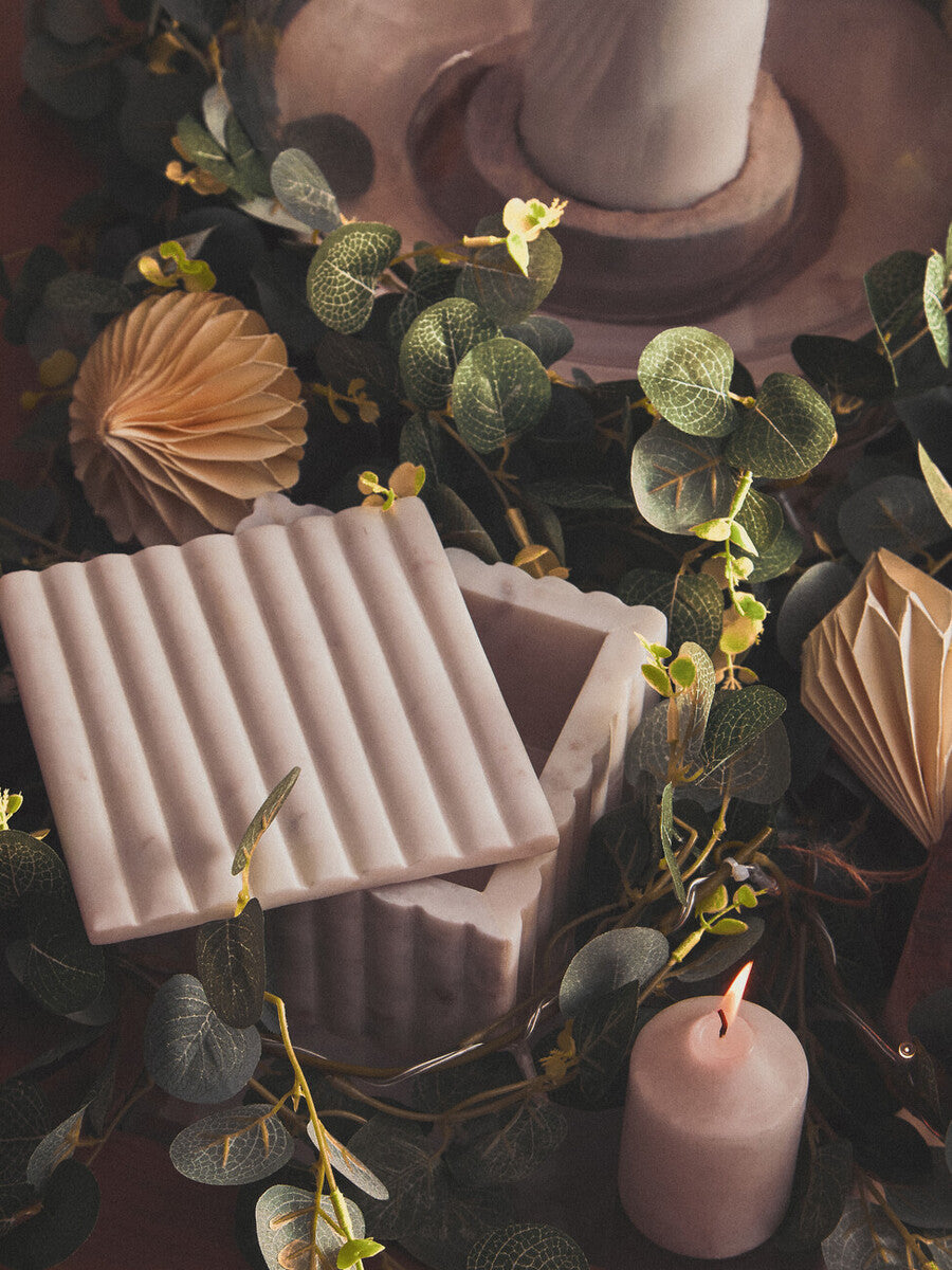 Square White Fluted Marble Box | Savio