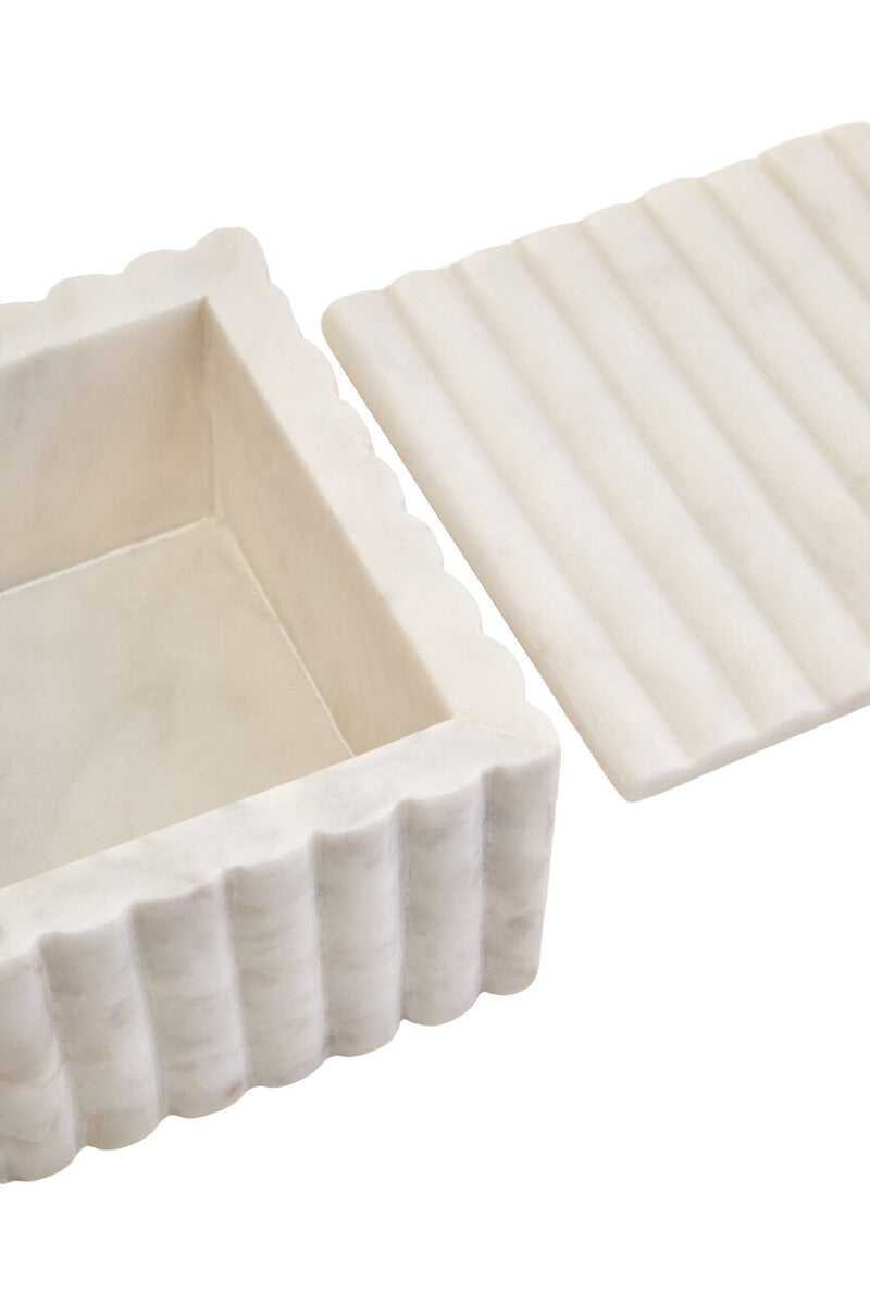 Square White Fluted Marble Box | Savio