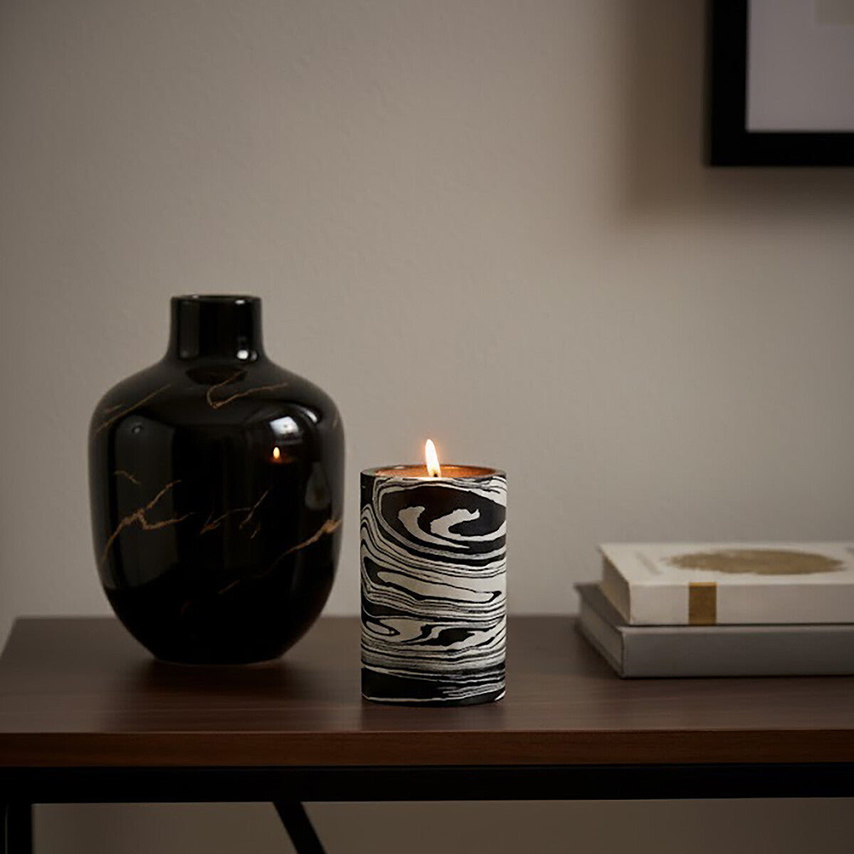 Black and White Marble Two Way Candle Holder | Helsa