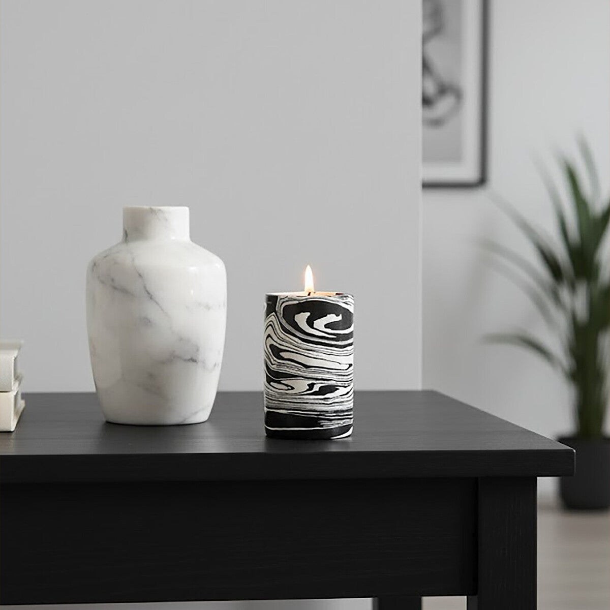 Black and White Marble Two Way Candle Holder | Helsa
