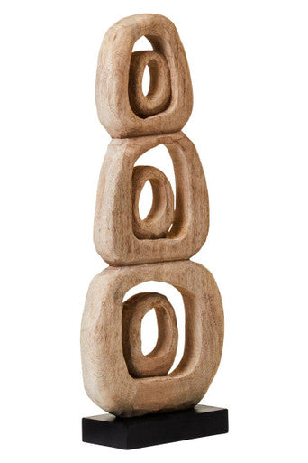 Fidel Natural Mango Wood Stacked Ring Sculpture