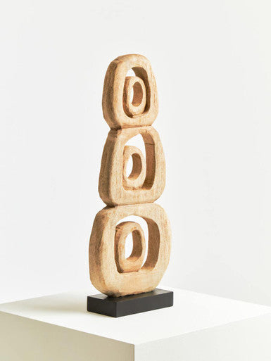 Fidel Natural Mango Wood Stacked Ring Sculpture