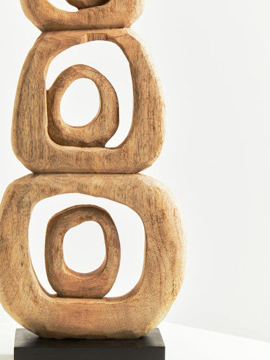 Fidel Natural Mango Wood Stacked Ring Sculpture