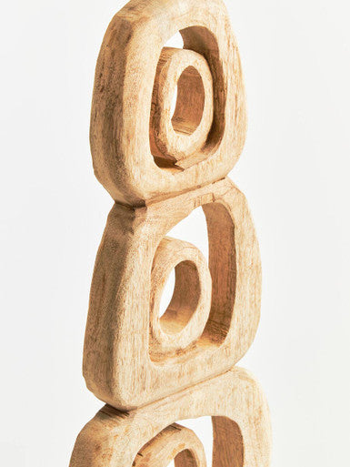 Fidel Natural Mango Wood Stacked Ring Sculpture