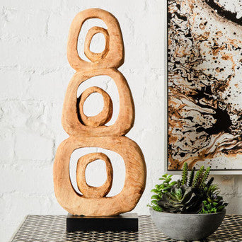 Fidel Natural Mango Wood Stacked Ring Sculpture