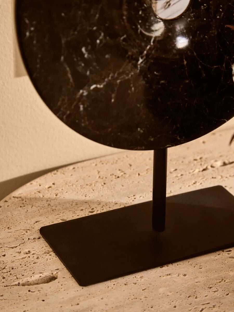 Small Black Marble Round Dia 20cm Disc Sculpture | Salmo