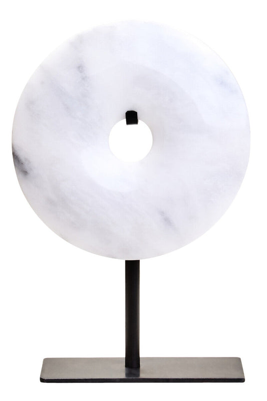 Extra Small Round Dia 15cm Grey Marble Disc Sculpture | Zoro