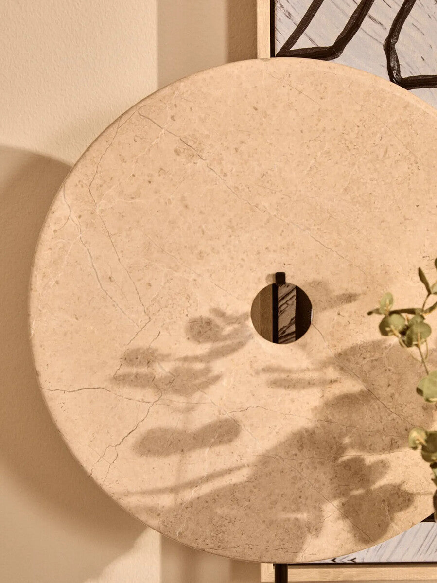 Extra Large Cream Round Dia 35cm Marble Disc Sculpture | Zoro