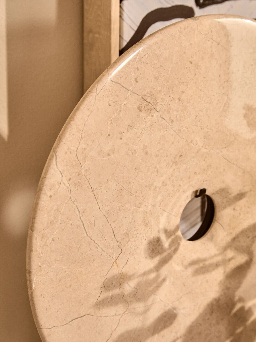 Extra Large Cream Round Dia 35cm Marble Disc Sculpture | Zoro