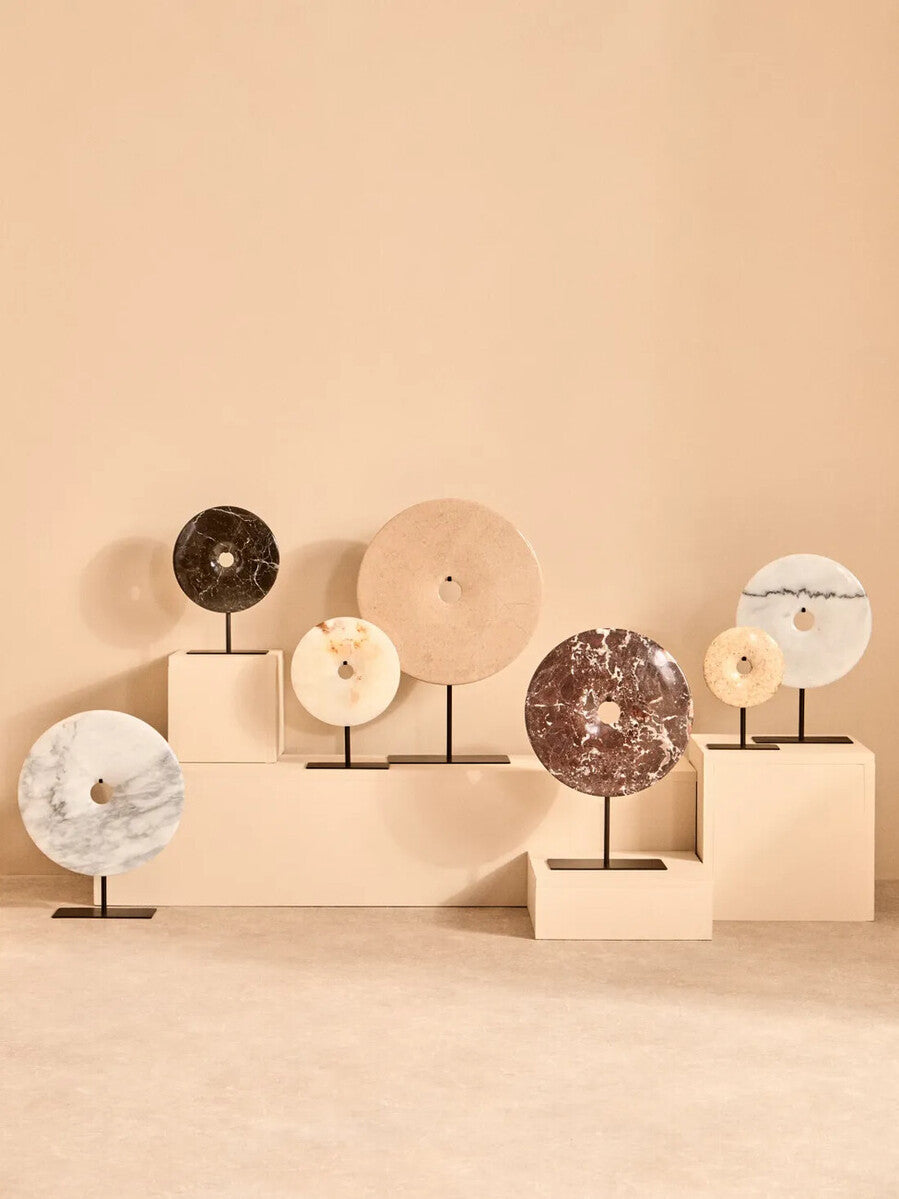 Extra Large Cream Round Dia 35cm Marble Disc Sculpture | Zoro