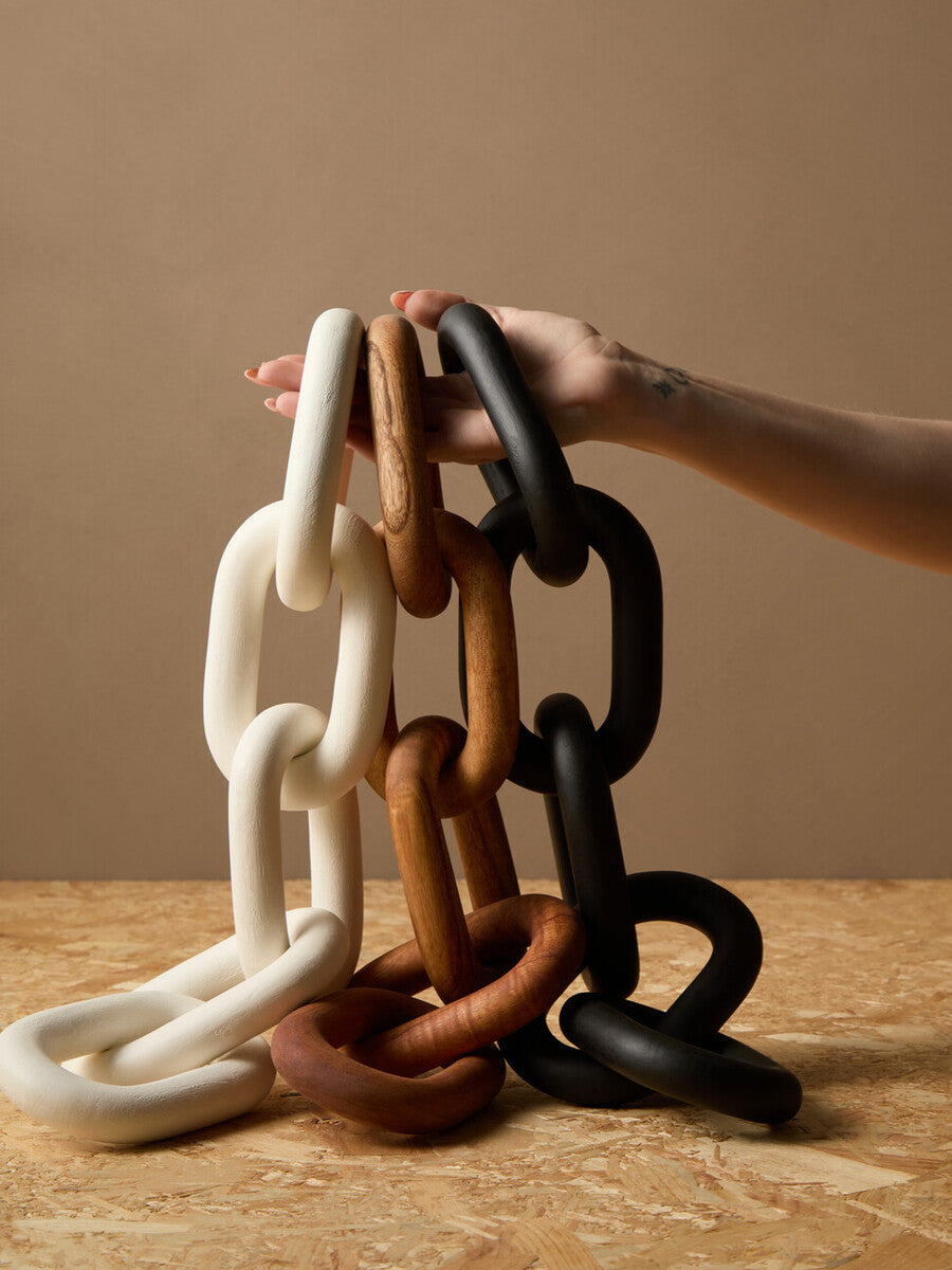 Cato White Wood 5 Link Chain Decor