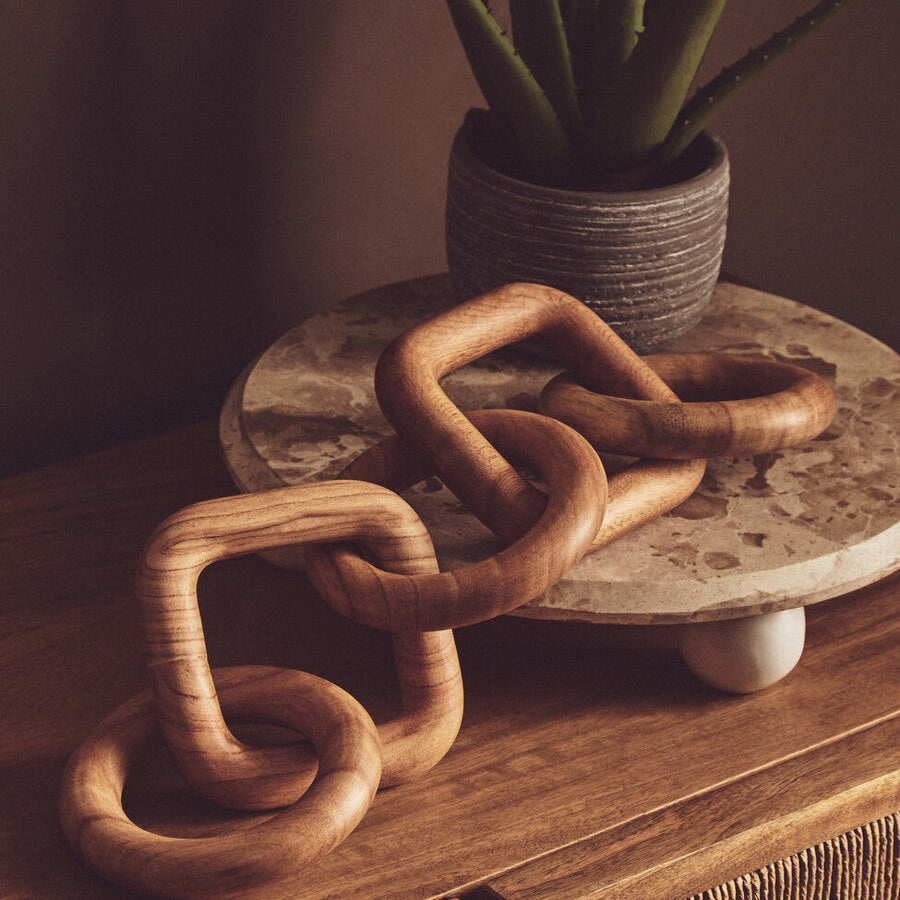 Cato Natural Wood Five Link Table Decor Chain