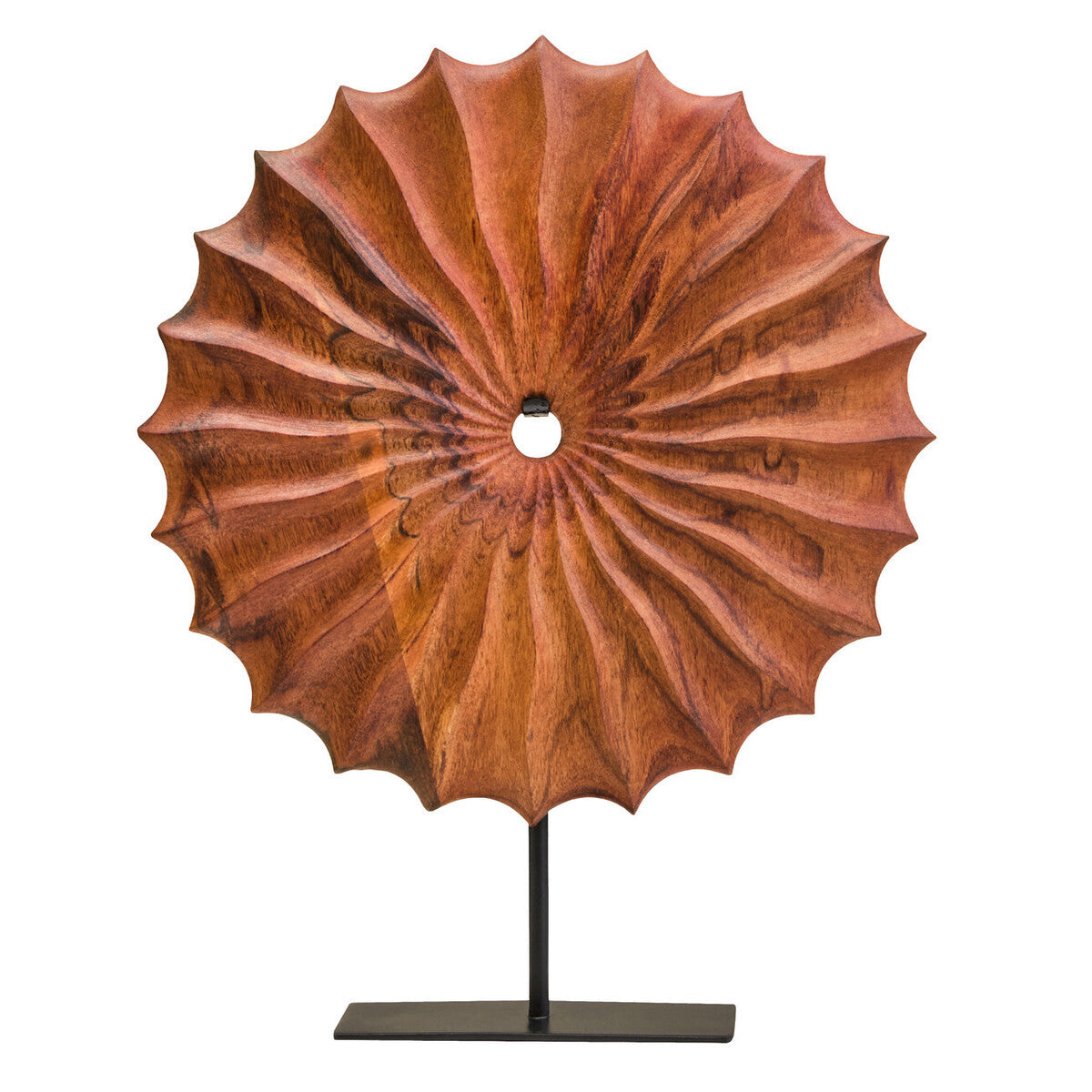 Brown Wood Round Sculpture with Black Base | Westo