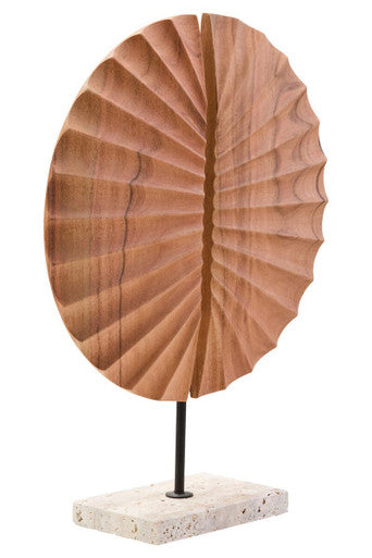 Natural Wood Sculpture with Travertine Base | Westo