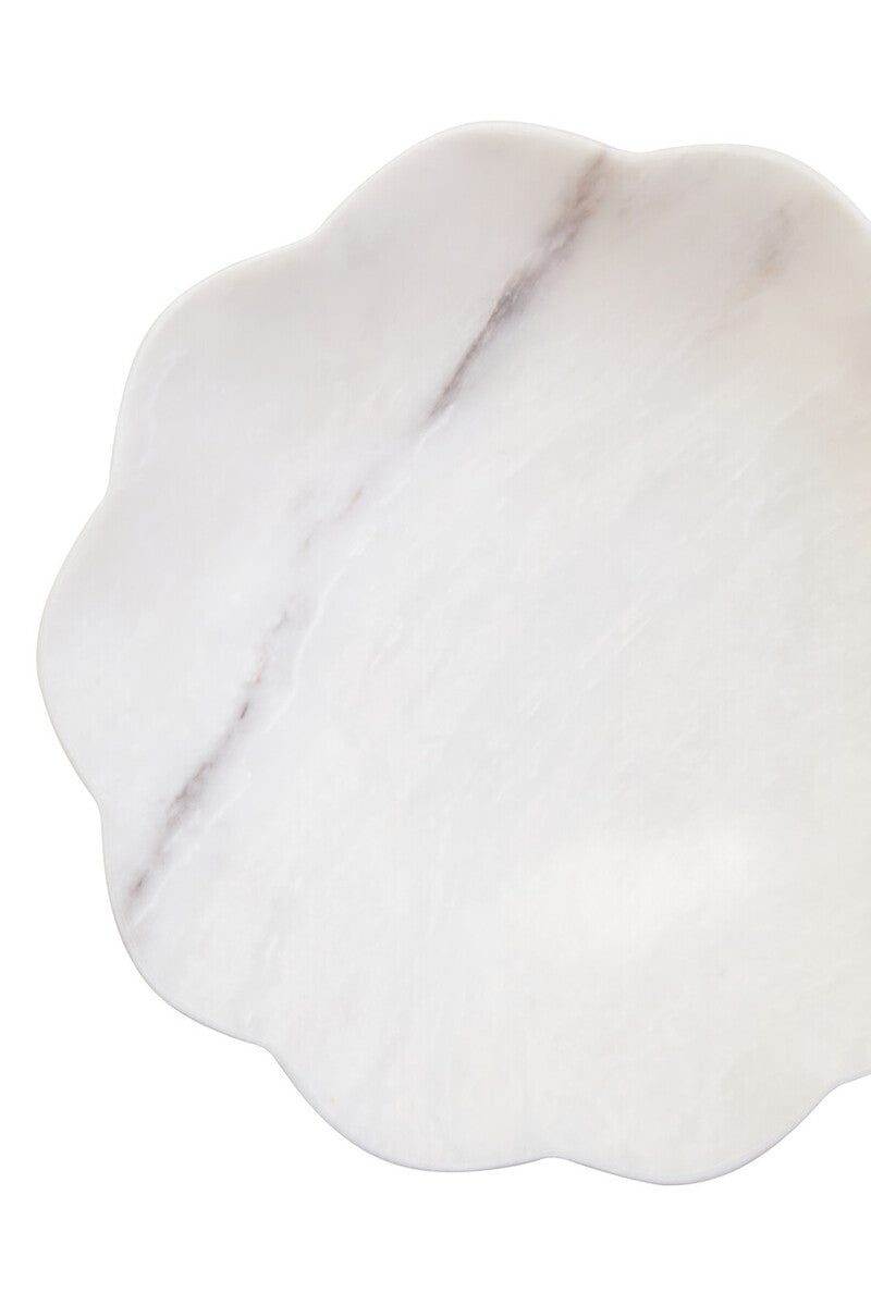 Medium White Marble Scalloped Bowl | Zoro