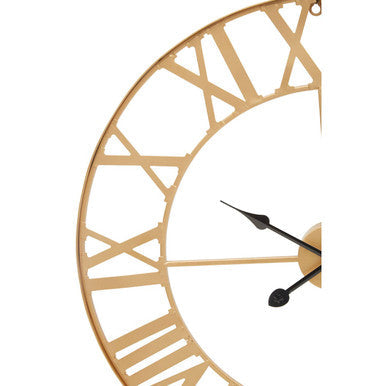 60cm Dia Large Gold Metal Wall Clock | Genova