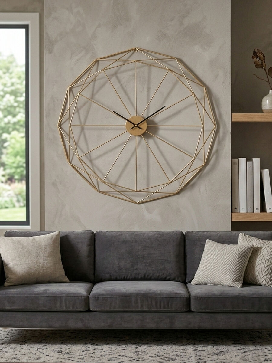 Genova Geometric Gold Metal Wall Clock
