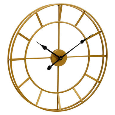60cm Dia Large Gold Finish Metal Wall Clock | Kent