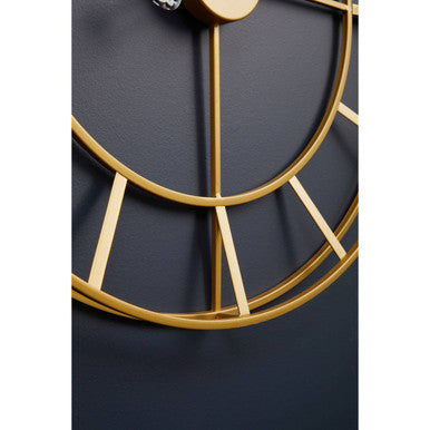 60cm Dia Large Gold Finish Metal Wall Clock | Kent