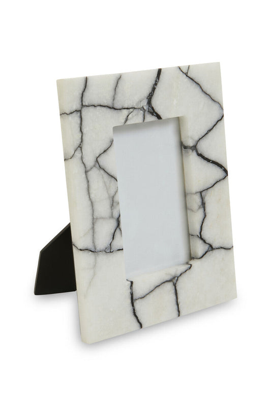 White and Black Marble 4In X 6In Small Photo Frame | Marmara
