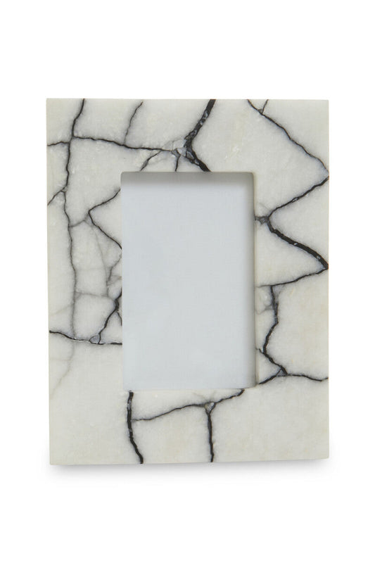 White and Black Marble 4In X 6In Small Photo Frame | Marmara