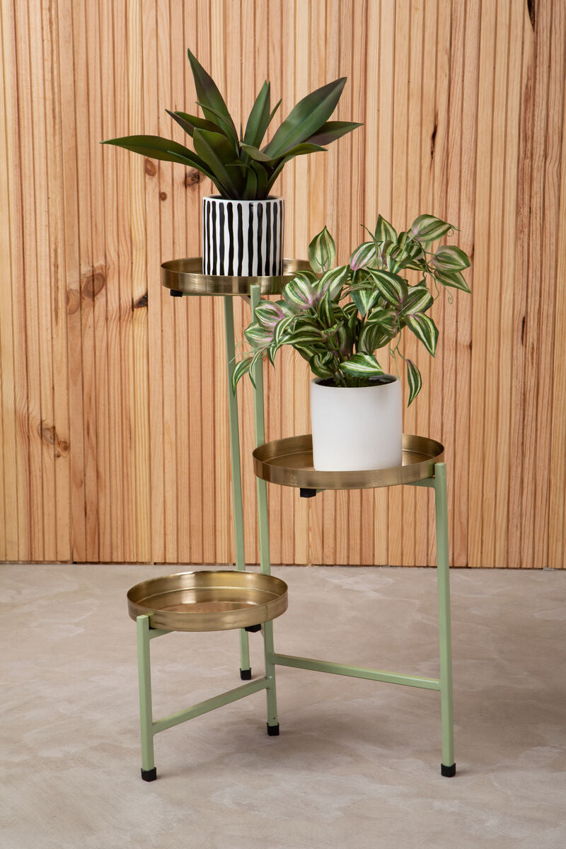 Green and Gold Three Tiered Plant Stand | Sabia