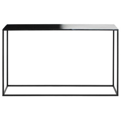 Black and White Ombre Top Console Table with Black Slim Metal Frame, Ramus