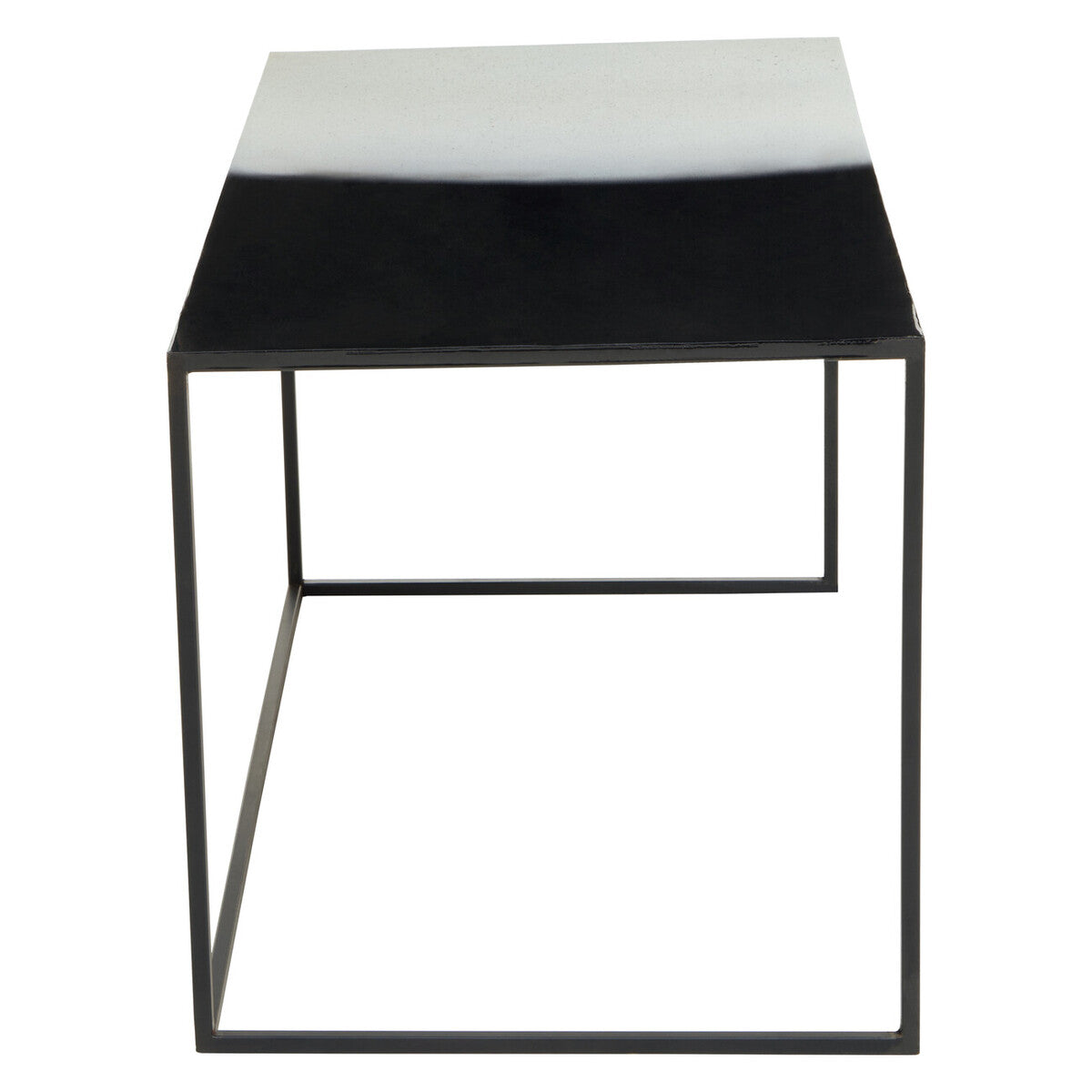 Three Piece Black and White Ombre Coffee Table Set with Slim Metal Frame, Ramus