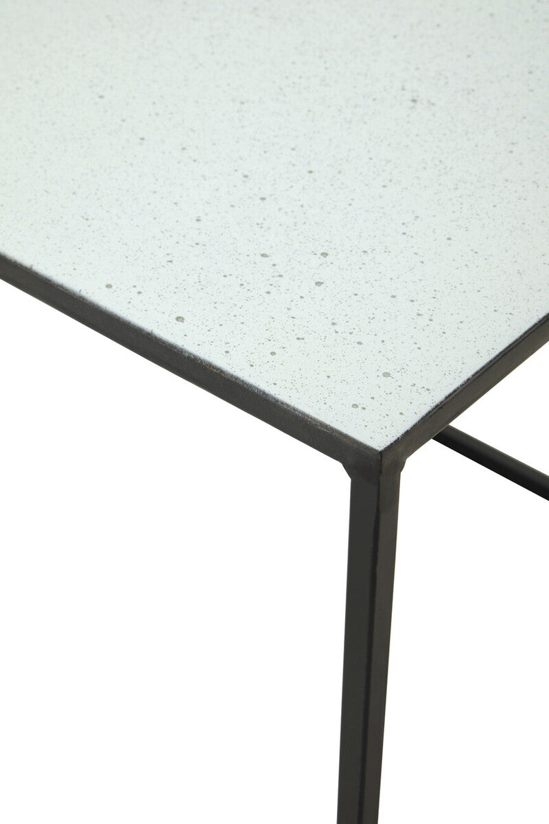 Three Piece Black and White Ombre Coffee Table Set with Slim Metal Frame, Ramus
