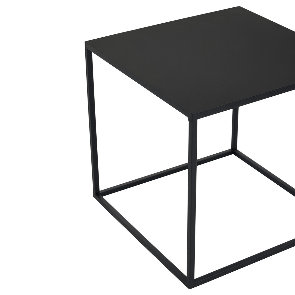 Three Piece Black and White Ombre Coffee Table Set with Slim Metal Frame, Ramus