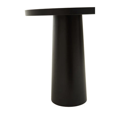 Black and White Round Metal Top Side Table with Black Pedestal Base, Ramus