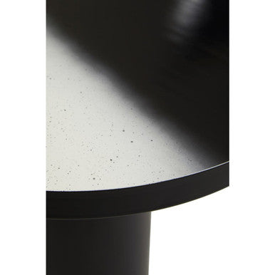 Black and White Round Metal Top Side Table with Black Pedestal Base, Ramus
