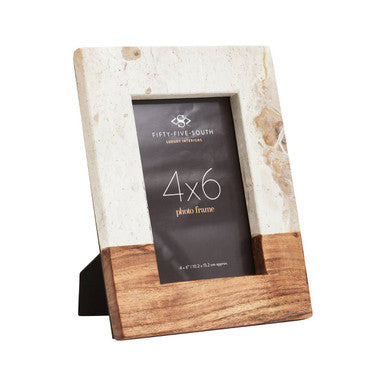 Olena Marble and Acacia 4In X 6In Small Photo Frame