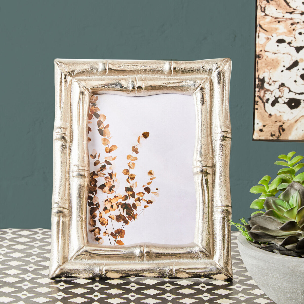 Hiba Silver Finish Bamboo Effect 5In x 7In Photo Frame